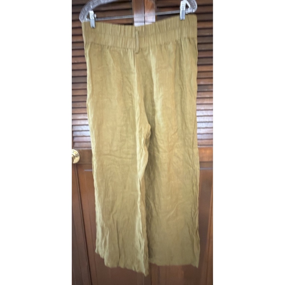 Olive Clothing Co Linen Pants Women's M Olive Green Wide Leg Boho USA Vintage - Picture 3 of 5